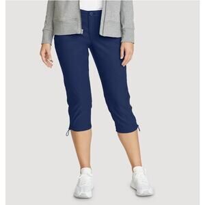 Eddie Bauer Womens Rainier Capris Size 8 Blue Cargo Stretch Crop